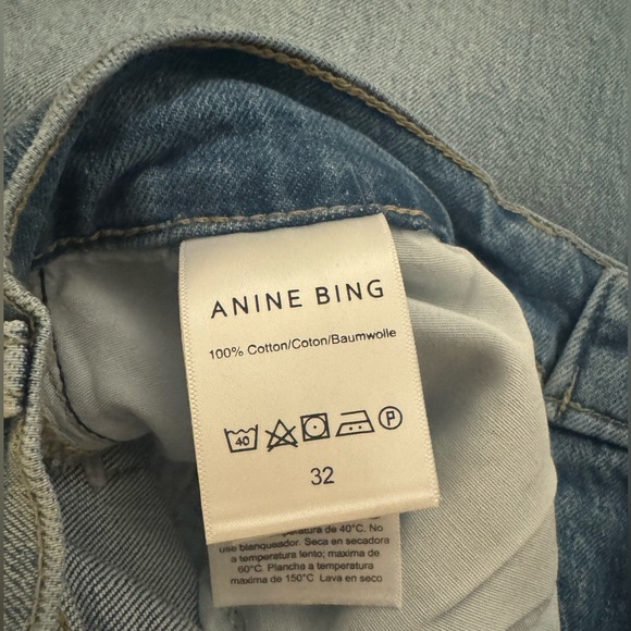 Anine Bing Jackie Jeans Straight Leg Sz 32 Pale Blue - Picture 6 of 8